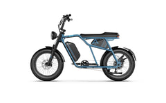 Blue A-Spadz Cavet Air Electric Bicycle on a white background
