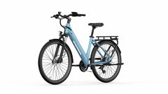 Side View of Light blue A-Spadz Qreate City Air Electric Bike on a white background