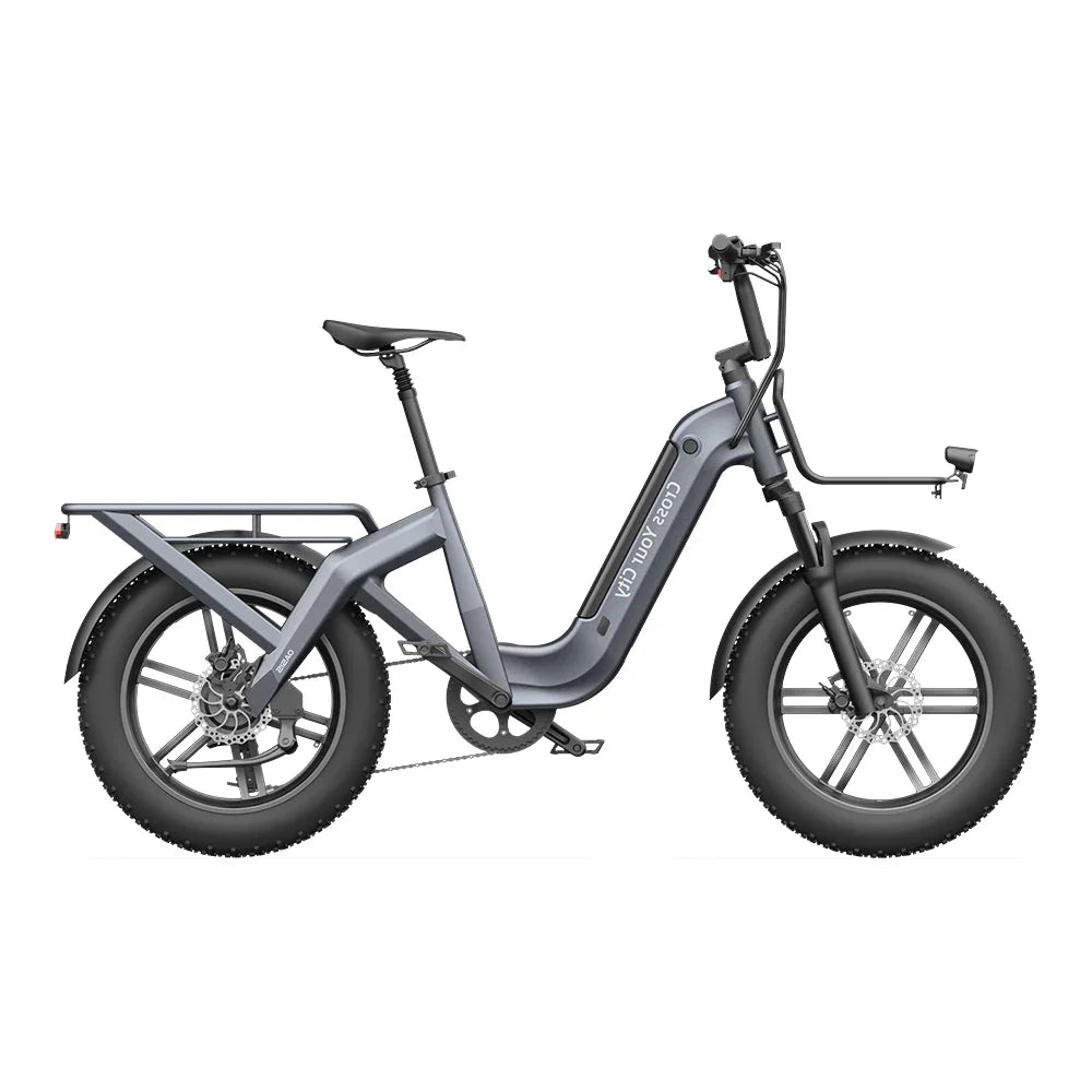 Gray ADO OASIS ONE Fat Tire Electric Bike on a white background
