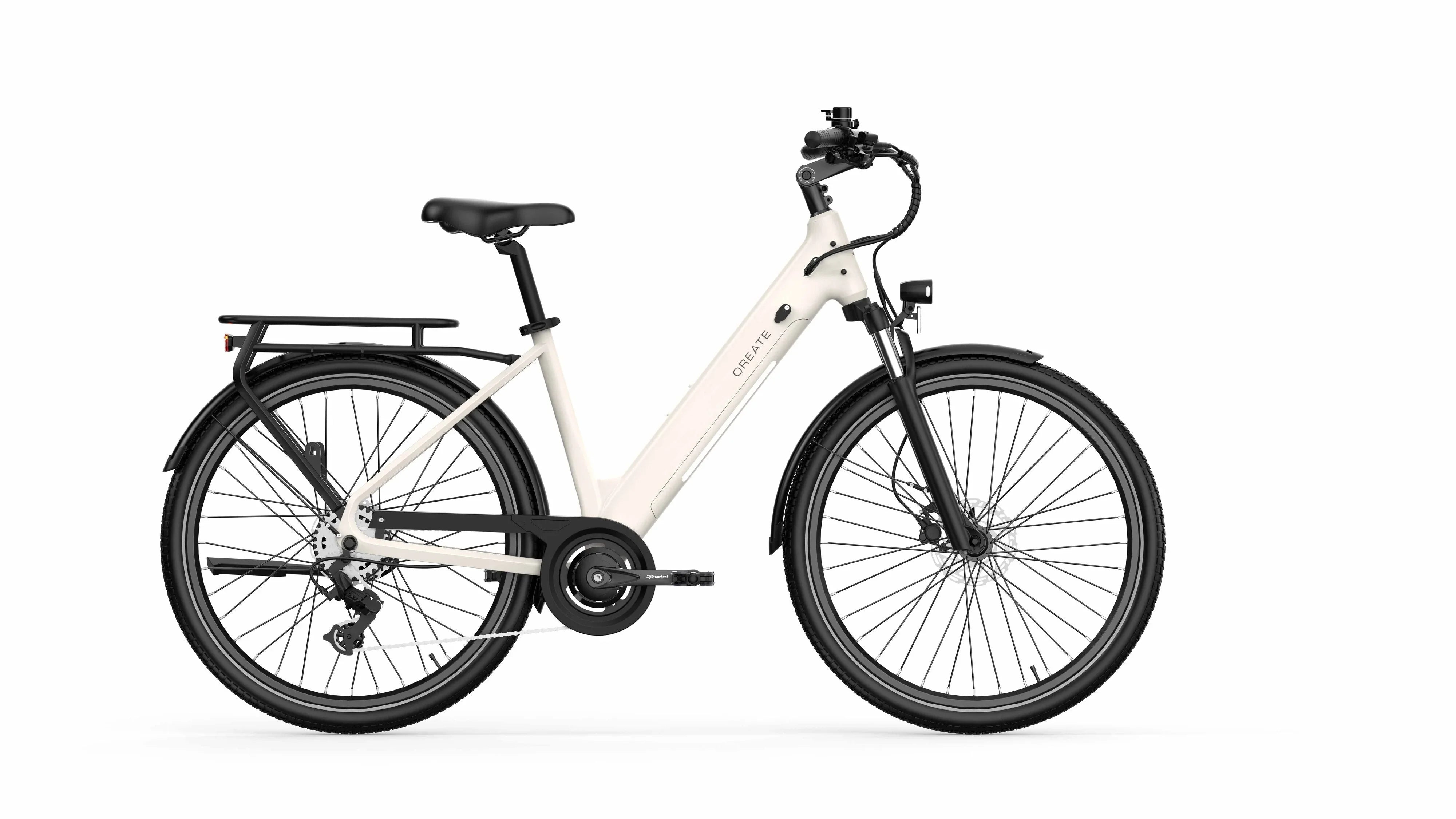 Gravel Grey A-Spadz Qreate City Air Electric bicycle on a white background