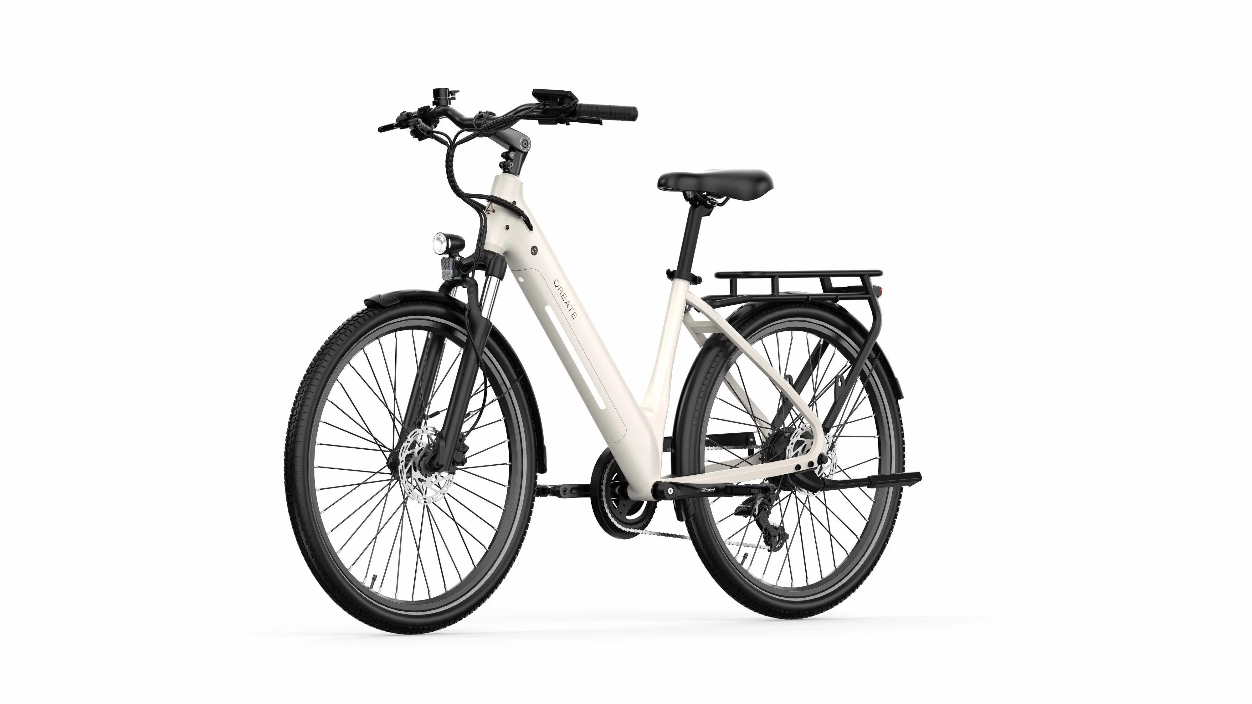 Gravel grey A-Spadz Qreate City Air Electric Bike on a white background - Pogo Cycles