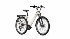 Side View of Gravel Grey A-Spadz Qreate City Air electric bicycle on a white background