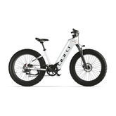 Cyrusher Aura Step-Through Electric Bike in white with black tires on a white background