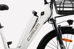 Cysum X-City Electric Bike - Pogo cycles UK - battery close-up.
