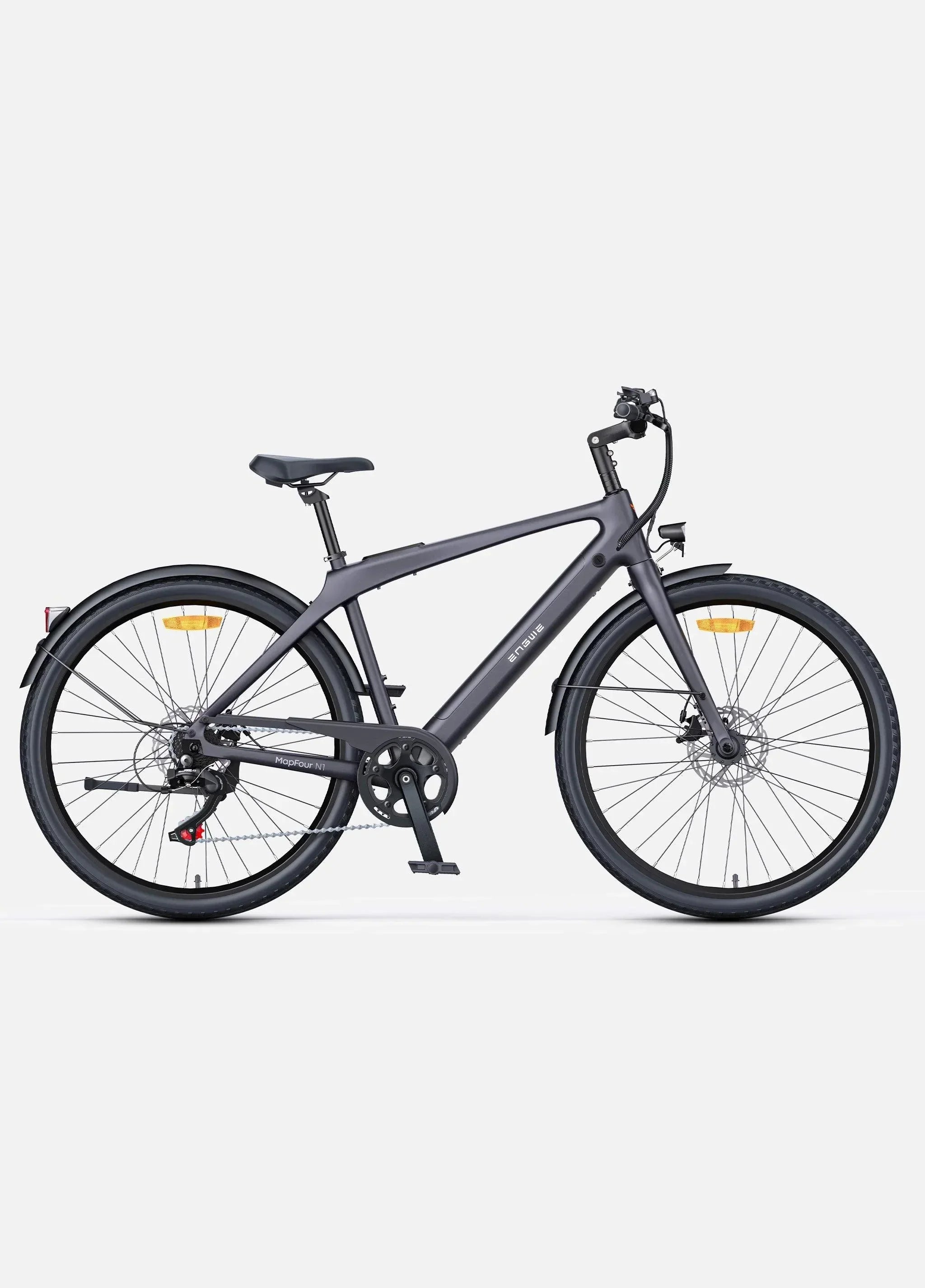 ENGWE N1 Air electric bike black rear-side – disc brakes, urban design – Pogo Cycles UK.