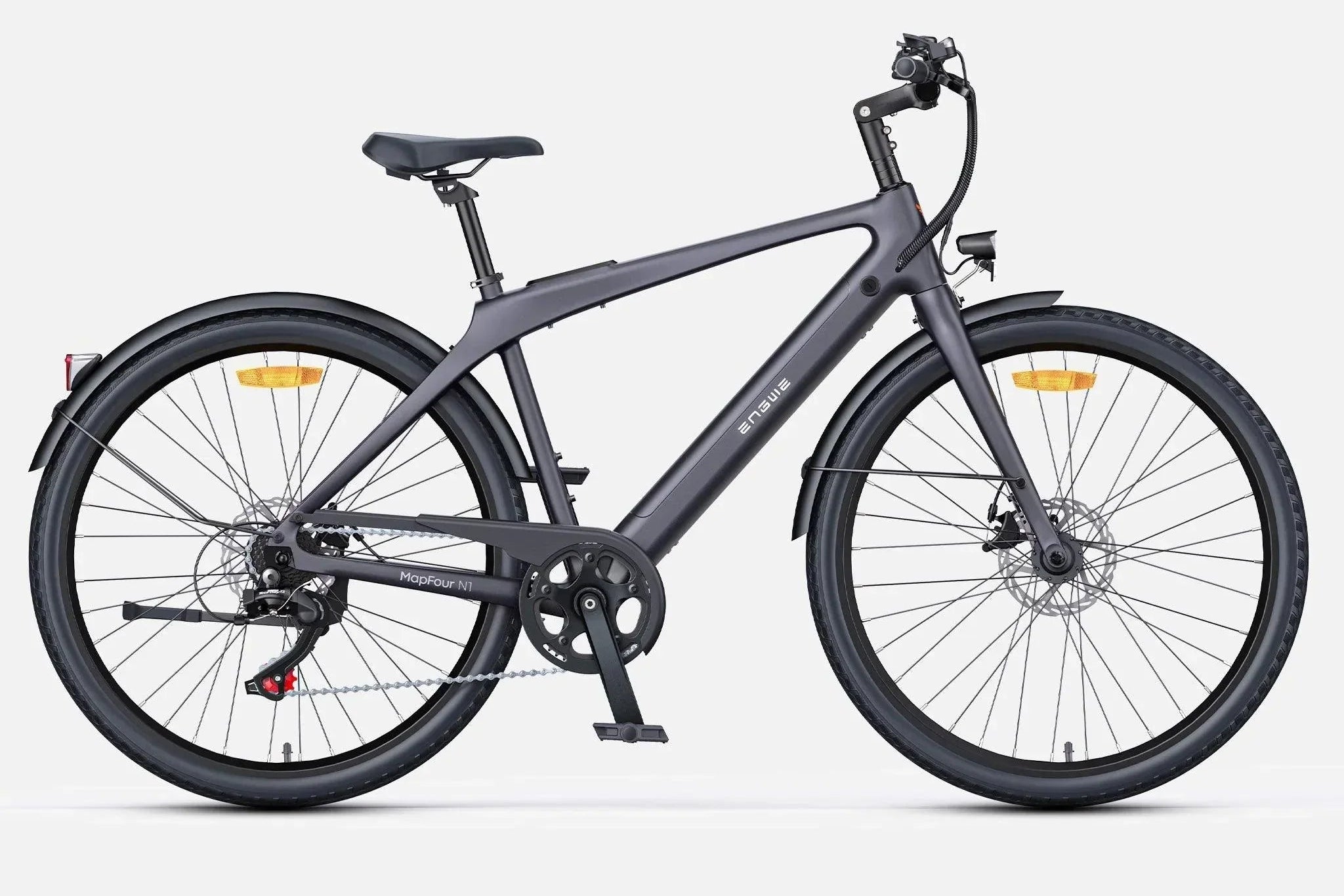 ENGWE N1 Air electric bike black rear-side – disc brakes, urban design – Pogo Cycles UK.