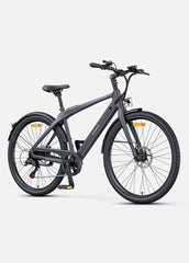 Stylish matte black ENGWE MapFour N1 Air electric bike designed for smooth urban commuting, featuring a modern frame, ergonomic saddle, and integrated battery – from Pogo Cycles UK.