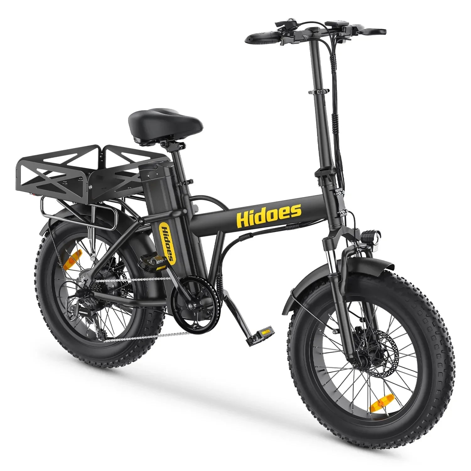 Hidoes F3 Pro electric bike in black with yellow branding on a white background