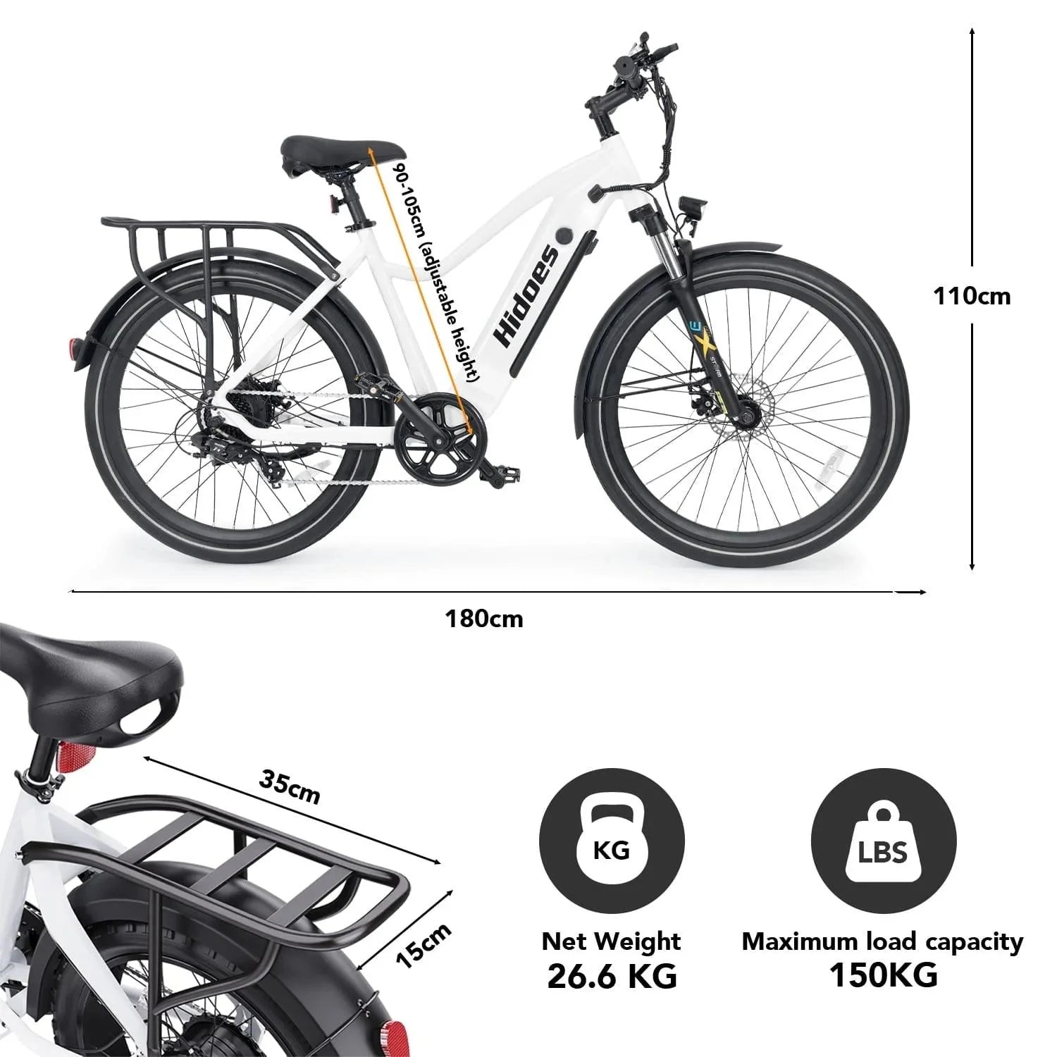 Hidoes BF1 Step-Thru Folding Electric Bike - Pogo Cycles