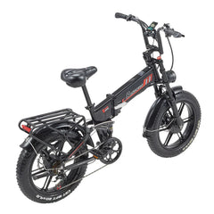 RANDRIDE YX20M-2 Dual Motor Electric Bike in black with a small basket on a white background