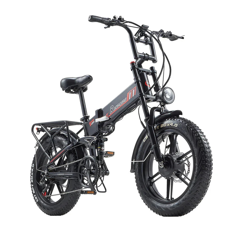 RANDRIDE YX20M-2 Dual Motor Electric Bike in black on a white background