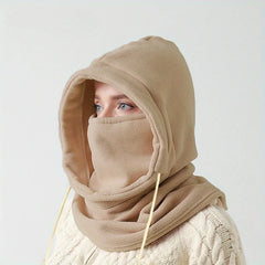 Winter Balaclava Hooded Scarf - Warm Neck Gaiter with Hood for Outdoor Activities, Cycling, Skiing - Black, Pink, Khaki