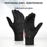 Outdoor motorcycle gloves with winter insulation and waterproof electric bike handle cover touch screen full finger riding equip