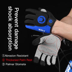 Kyncilor Outdoor Bicycle Anti slip and Sweatproof Long Finger Gloves Breathable and Shock Absorbent Sports Mountain Bike Gloves