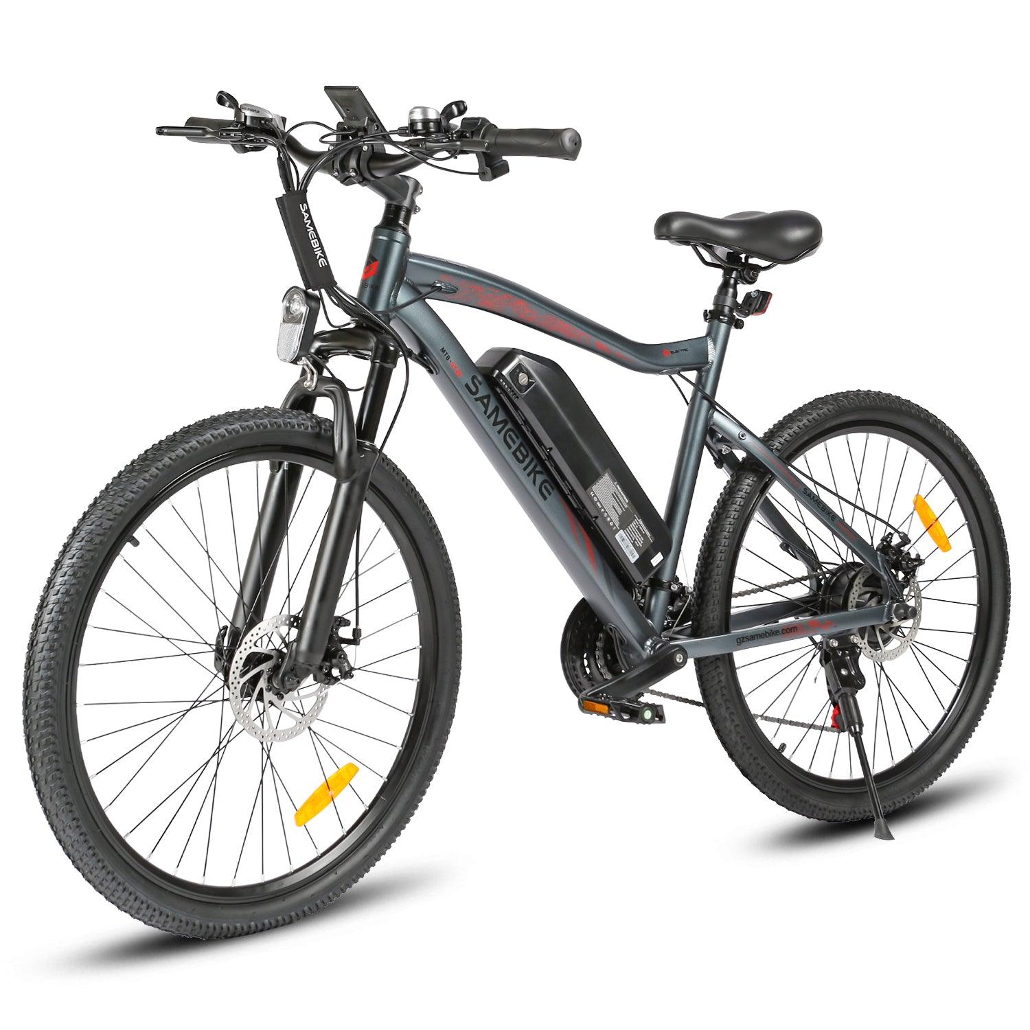 SAMEBIKE SY26-II Electric Mountain Bike in Grey in white background - Pogo Cycles