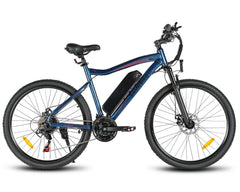 SAMEBIKE SY26-II Electric Mountain Bike - Pogo Cycles in blue in white background.