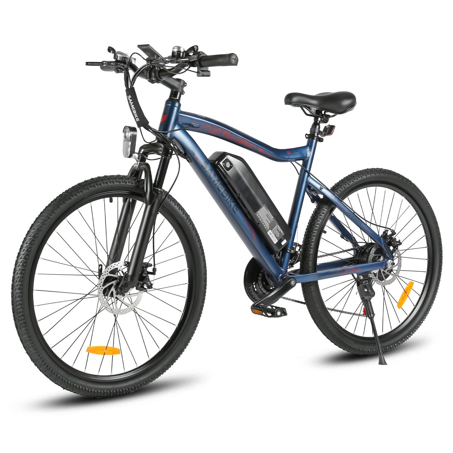 SAMEBIKE SY26-II Electric Mountain Bike in blue close up front side view