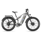 A gray and black Shengmilo S600 Pro Dual Motor Electric Bicycle with fat tires, rear cargo rack, and a visible battery pack on the frame, shown in a clean side profile on a white background.