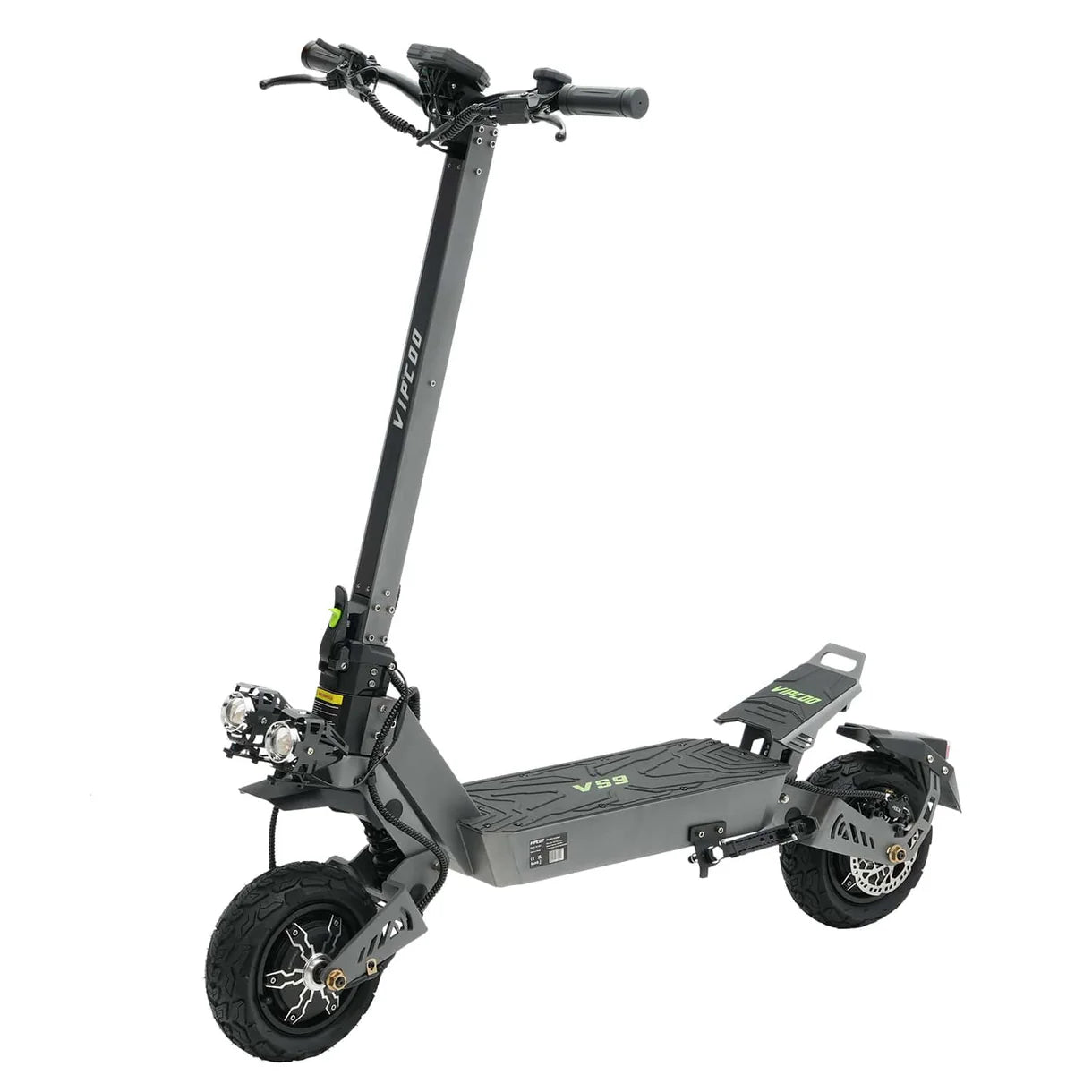 Gray VIPCOO-VS9 Dual Motors Electric Scooter with visible branding on a white background - Pogo Cycles, UK