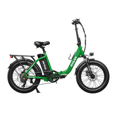 Vitilan U3 electric bike green color side view with rear rack and step-through frame