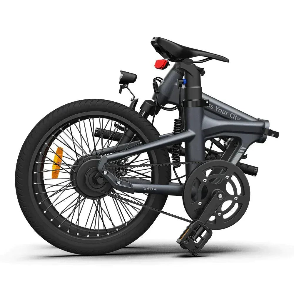 ADO Air 20S folding electric bike in dark grey, side view fully folded