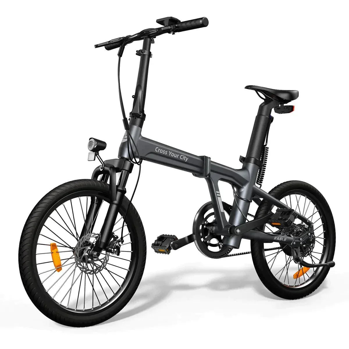 ADO Air 20S folding electric bike in black, side view on white background