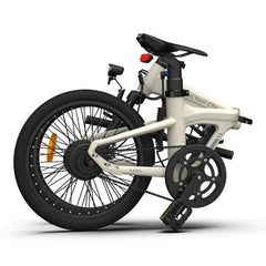 ADO Air 20S folding electric bike in white, side view, fully folded