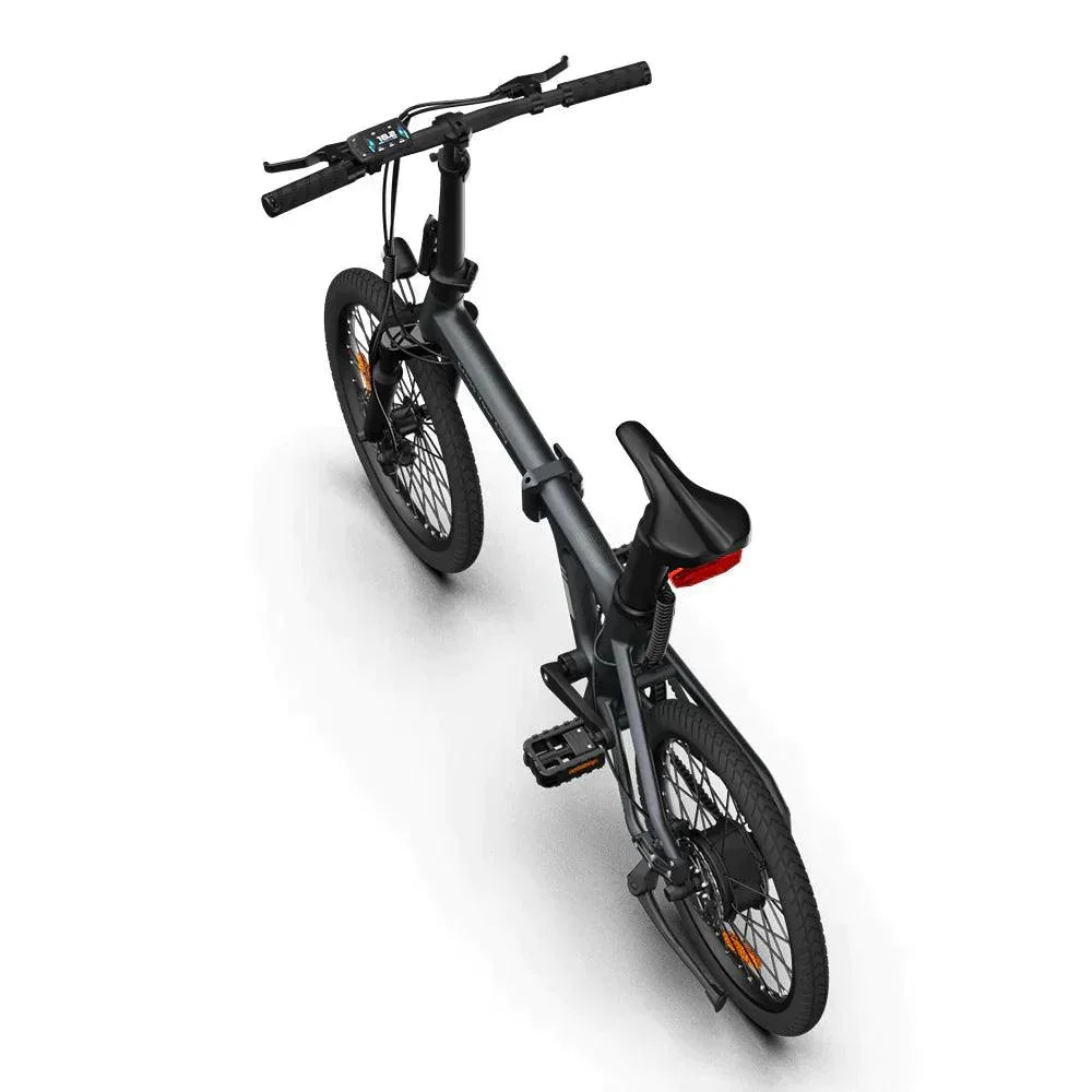 ADO Air 20S folding electric bike in black, angled overhead side view