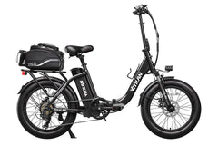 VITILAN U3 electric bike black side view with rear cargo bag and fat tires