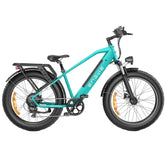 Engwe E26 electric mountain bike in teal, side view against a white background