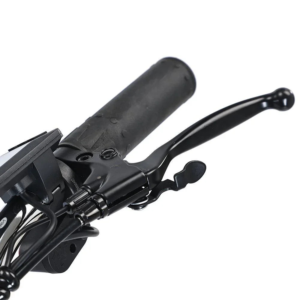 Close-up view of the handlebar grip and brake lever of the GOGOBEST Electric City Tricycle Cargo E-bike, highlighting the control components.
- Pogo Cycles