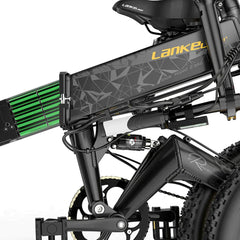 Lankeleisi RV700 electric mountain bike black frame with battery and suspension side view