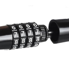 Portable Small Bike Lock 4 Digit Resettable Combination Coiling Cable Lock - Black - Pogo Cycles