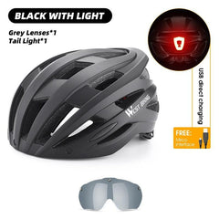 WEST BIKING Men Women Cycling Helmet With Taillight Goggles Sun Visor Lens Bicycle Helmet MTB Road Bike E-Bike Motorcycle Helmet - Pogo Cycles