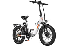 Vitilan U7 electric bike in white, side view with fat tires and rear rack