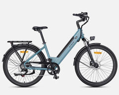 Blue electric bicycle on a white background