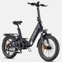 ENGWE electric bike black, side view with rear rack on white background
