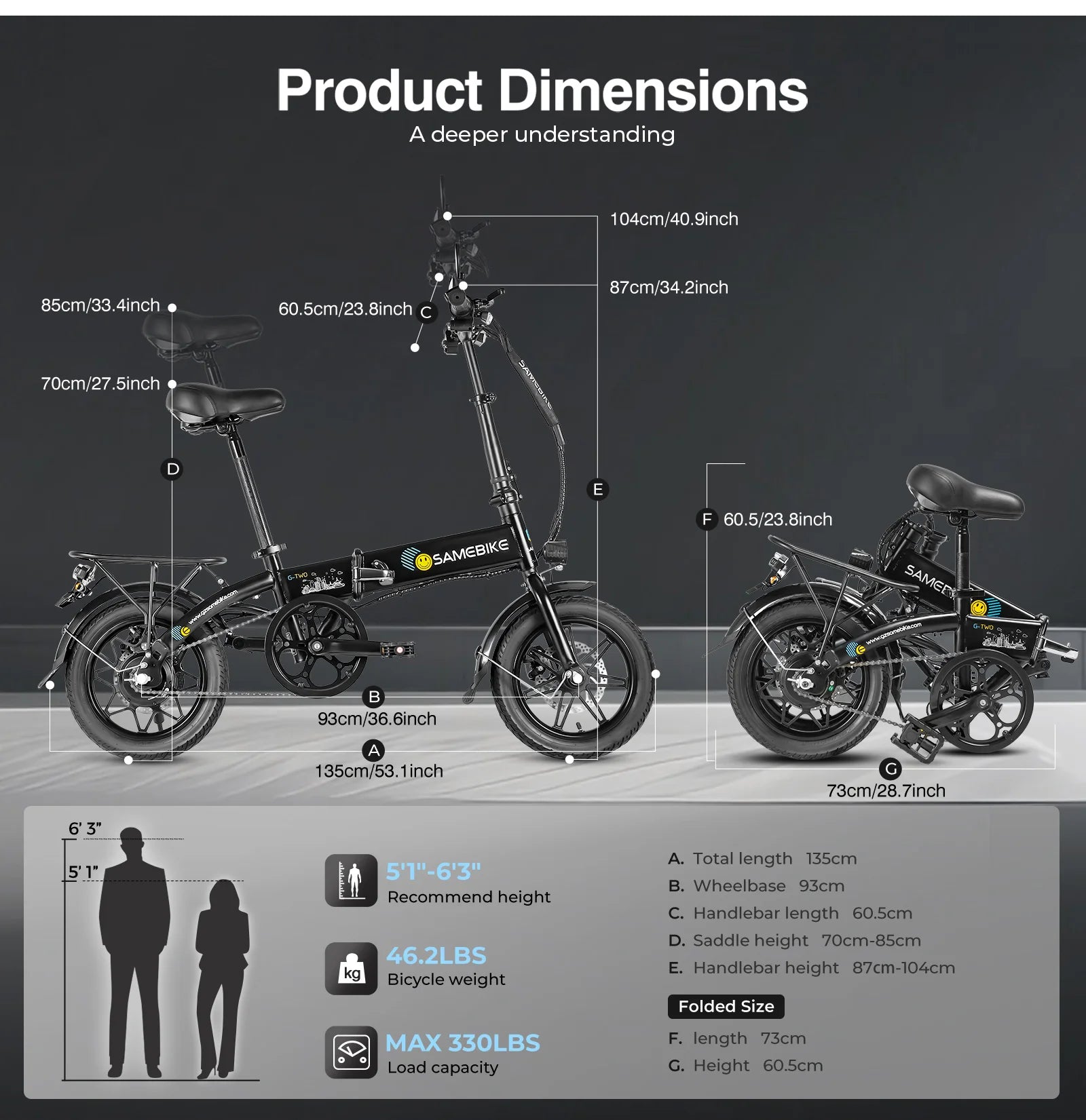 Samebike YINYU14-II Foldable Electric Bike - UK