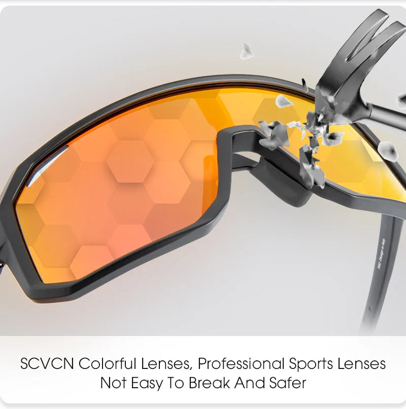 SCVCN Sports Men UV400 Sunglasses Cycling Glasses Runing Cycl Camp Bike Eyewear MTB Outdoor Goggles Bicycle Women Hunting