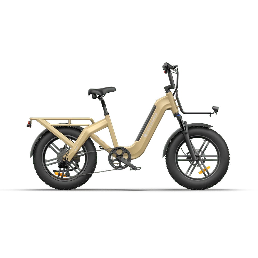 Beige ADO OASIS ONE Fat Tire Electric Bike on a white background
