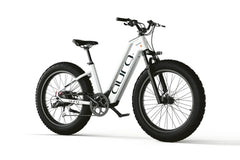 Cyrusher Aura Step-Through Electric Bike in white with black tires on a white background