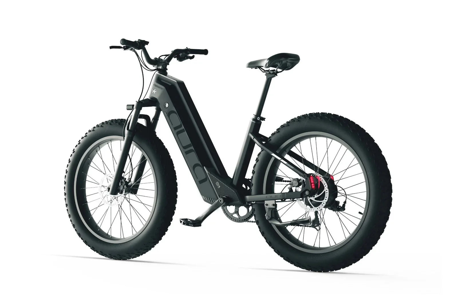 Cyrusher Aura Step-Through Electric Bike in black - left view on a white background