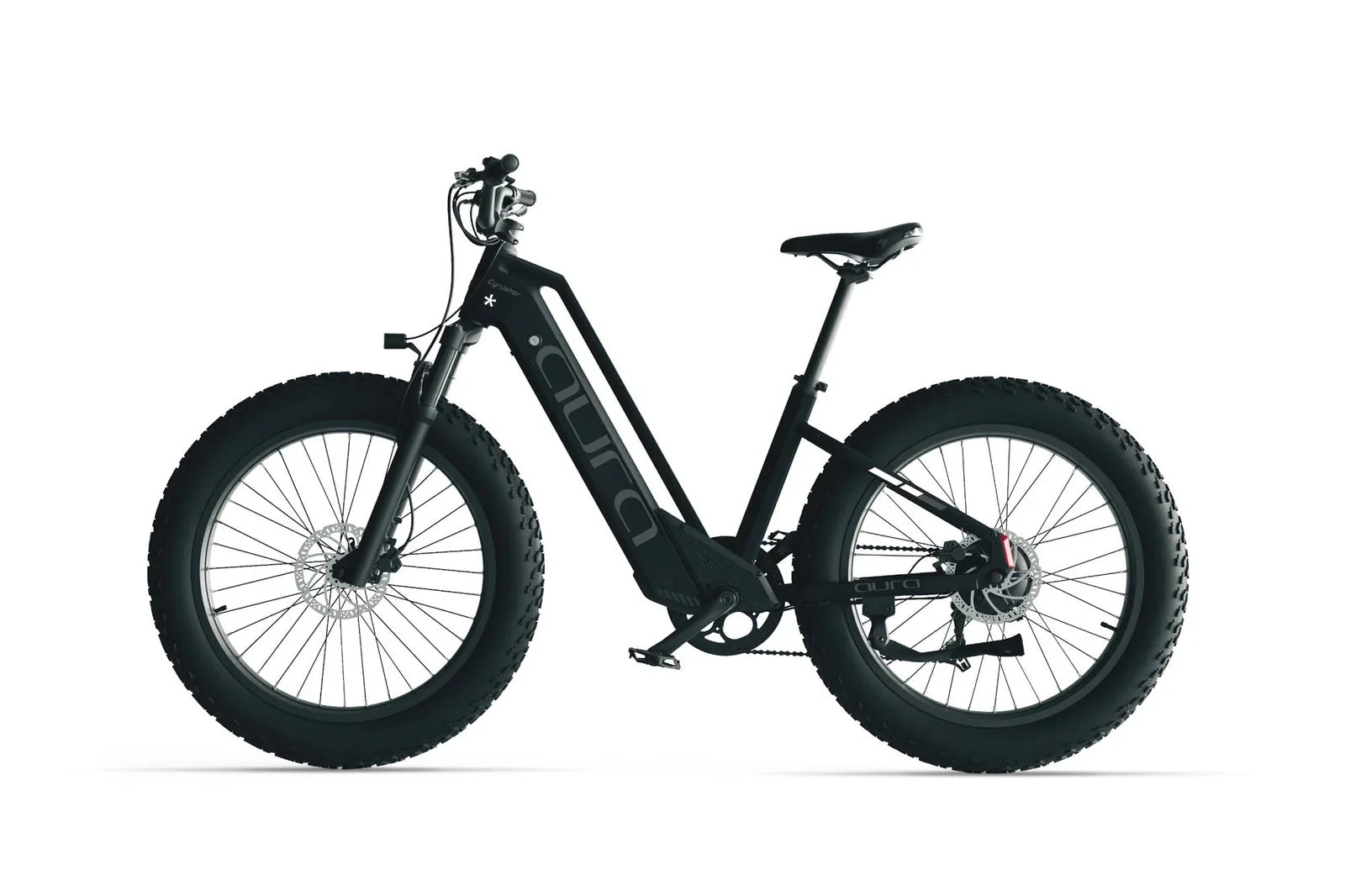Cyrusher Aura Step-Through Electric Bike in black on a white background