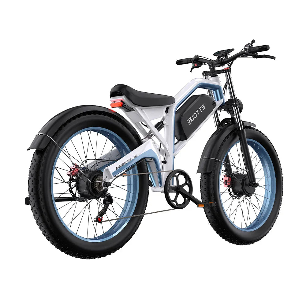 White - DUOTTS N26 Electric Bike with blue accents on a white background