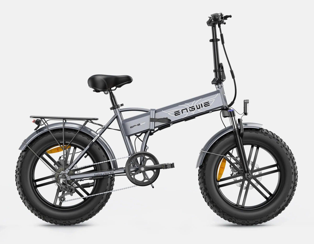 ENGWE EP-2 Pro electric bike in grey, side view showing fat tires and rear rack