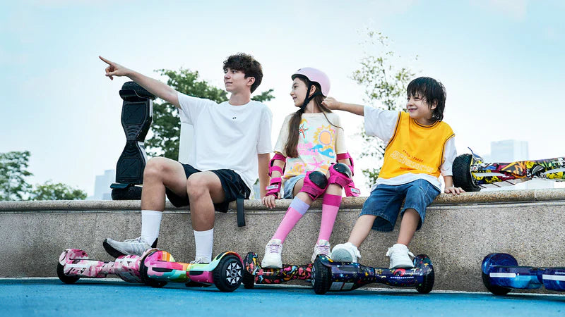 Three children with hoverboards on a sunny day - Hoverboard V8 8.5" Off Road  - Self Balancing System