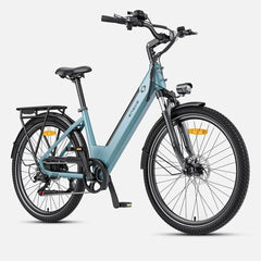 Blue electric bicycle on a white background