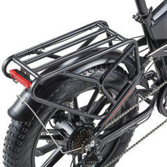 RANDRIDE YX20M-2 Dual Motor Electric motorcycle in black with a luggage rack on a white background