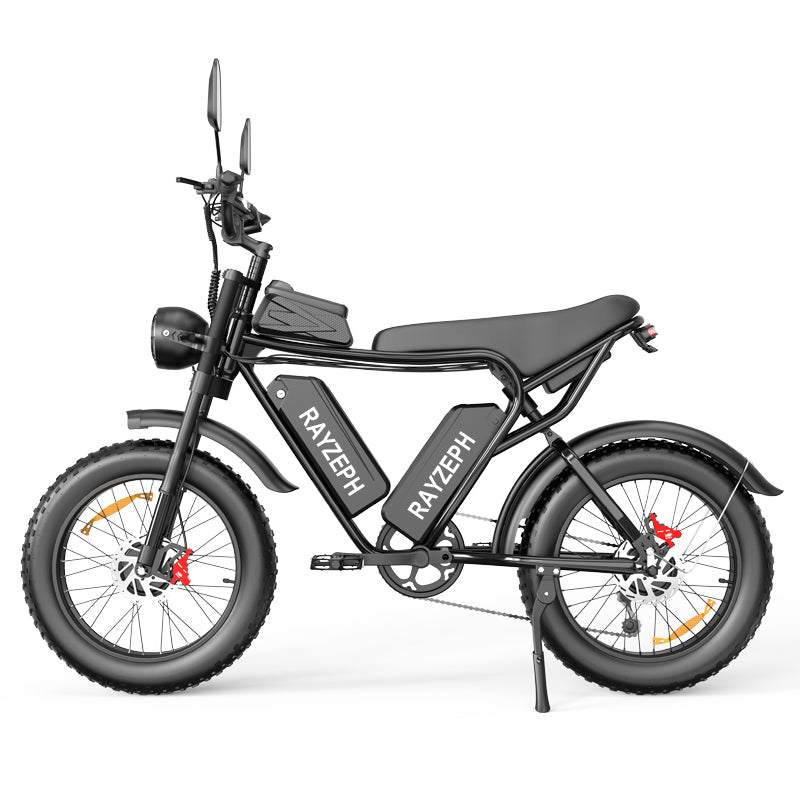 A black Rayzeph C20 Max electric fat-tire bicycle shown from a side profile view against a solid white background.