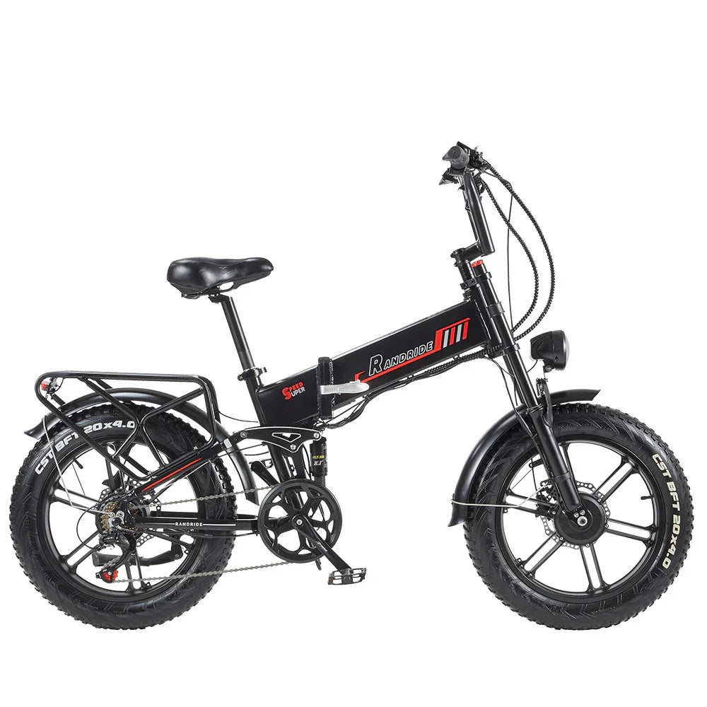 RANDRIDE YX20M-2 Dual Motor Electric Bike in black with visible branding on a white background